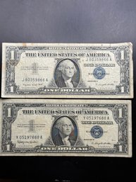 2 $1 Silver Certificates 1957-A, 1957-B