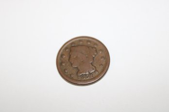 1851 Large Head One Cent