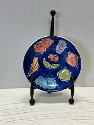 A Decorative Blue Ceramic Fruit Bowl - 8' Diameter