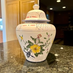A Tiffany & Co Hand Painted Lidded Ceramic Portuguese Jar