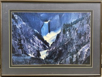 Framed Print Of Yellowstone National Park Waterfall By Christine Fancher, 1986