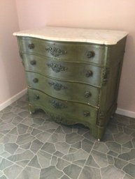 Beautiful Antique Green  With Marble Top  Chest