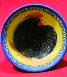Vintage Hand Painted Glazed Chicken Themed Fruit Bowl From Keif Pottery