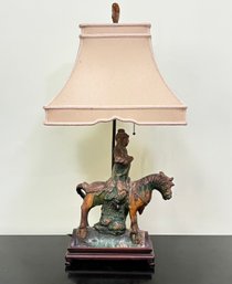 A Cast Table Lamp On Wood Base - Likely Frederick Cooper