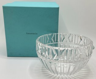 New In Box Tiffany & Co. Crystal Roman Numeral Atlas Bowl, Germany