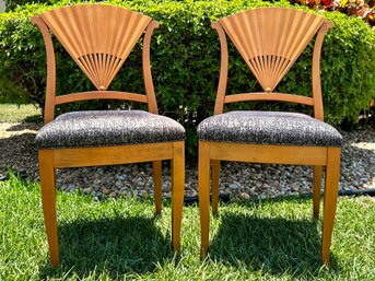 A Pair Of Deco Revival Side Chairs With Fan Backs