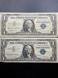 2 $1 Silver Certificates 1957-A, 1957-B