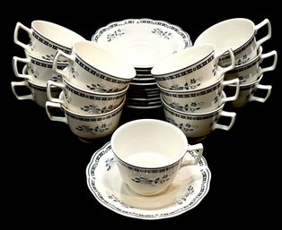 Vintage Bakers Dozen Longdale Flat Cup And Saucer Sets By Royal Doulton