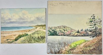 Two Small Earl M. Boat Oil On Board Sketches (2)