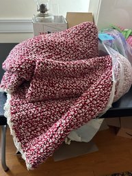 Red And White Crocheted Afghan