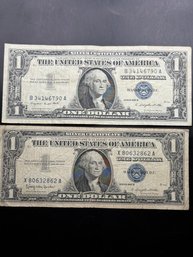 2 $1 Silver Certificates 1957-A, 1957-B