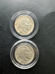 2 Buffalo Nickels 1937, 1937-D