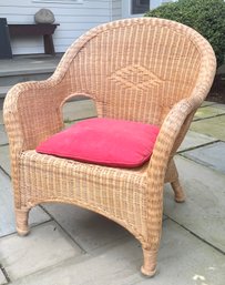 Pier One Wicker Chair With Red Cushion