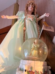 Brenda Thomas' Once Upon A Rhyme Rapunzel Porcelain Heirloom Doll With Snow Globe