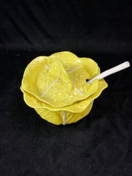 SECLA Yellow Cabbage Leaf Soup Tureen W/Lid