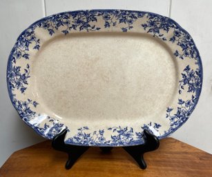 Antique English Blue & White Transfer Ware Platter - Upper Hanley Olympia