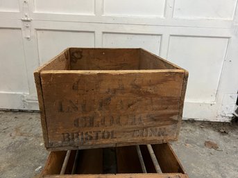 Antique Ingraham Clocks Bristol, CT Wooden Shipping Crate For Glass Pieces