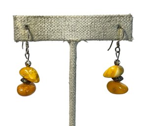 Pair Genuine Amber Pierced Earrings