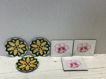 A Lot Of SIX Enameled Coasters