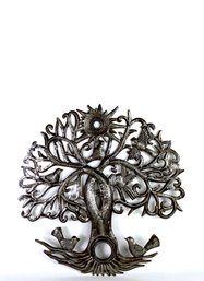 24inch - Original Haitian Folk Art - 'tree Of Life' Made From Steel Drum Top