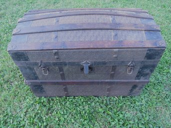 Vintage Dome Top Trunk With Embossed Flower Design