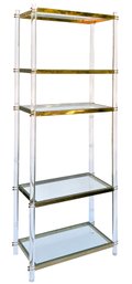 A Stunning Vintage Modern Lucite, Brass, And Glass Etagere
