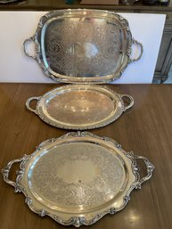 Trio Of Silverplated Trays.