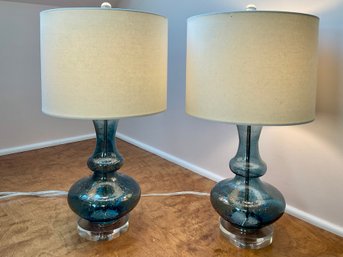 Pair Of Bubble Glass Lamps