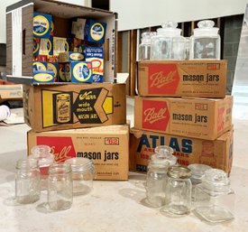 Assorted Mason Jars, Lids And More