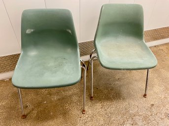 Pair Green Furey Chairs By Howell (2)