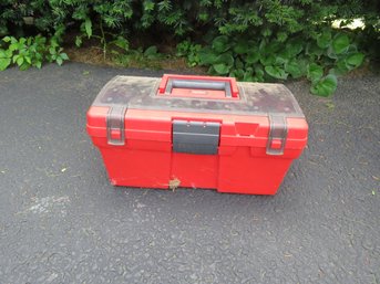 Red Tool Box With Electrical Supplies And Tools