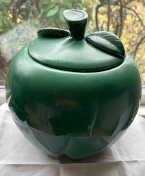 Vtg Esmond Ceramic Green Apple Cookie Jar W/ Lid Marked On Bottom #15034 (read Description)