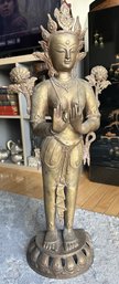 Massive Older Yellow Bronze/brass Statue Of The HINDU GODDESS TARA PARVATI- 30' Tall