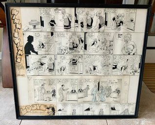 Framed Original Martin Banner (1888-1970 NY, CT) Cartoon Strips  ~ Winnie Winkle And Looie ~