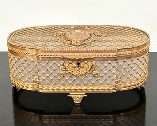 A Vintage French Gilt Metal Mounted Porcelain Box