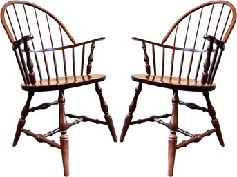 A Pair Of Vintage Hitchcock Windsor Chairs, Signed