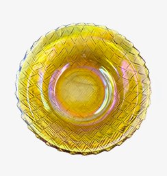 Vintage Wavetex Iridescent Gold Bowl By Indiana Glass