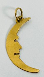 14K GOLD CRESCENT MOON FACE CHARM OR PENDANT