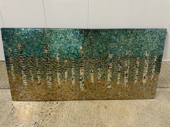 Pier 1 Teal Abstract Mosaic Wall Panel With Mirrored Glass