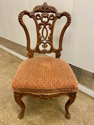 Fancy Carved Back Upholstered Side Chair