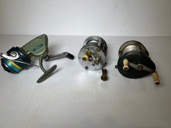 Trio Of Vintage Fishing Reels Spin Mitey, South Bend & Ocean City