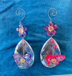 Crystal-Like Sparkling Plastic Decorative Hanging Butterfly Flower Garden Window Hanging Decorator