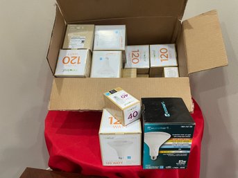 Shine A Light On It!  Case Of Mostly 120 Watt New Leaf Light Bulbs With New Extras