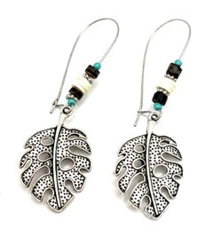 Amazing Southwestern Style Artisan Beaded Leaf Earrings