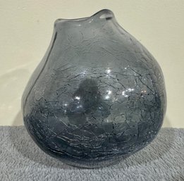 Anthropologie Crackle Glass Smoke Colored Vase