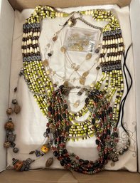 Adorable Styles In This Collection Of Chico's Party Ware & Two Other Necklaces, Earring Backings.