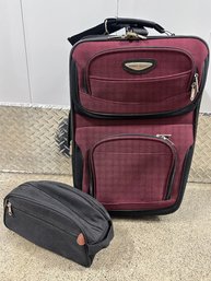 Black & Red Travel Select Rolling Carry-On Suitcase & Shaving Bag