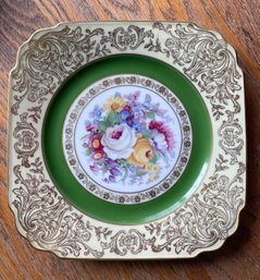 Attractive Square Vintage Porcelain Plate - BOHEMIA - Made In Czechoslovakla