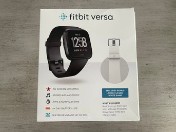 Fitbit Versa With White And Black Bands In Original Box