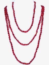 Gorgeous Single Strand Vintage Cherry Red Czech Glass Bead Necklace